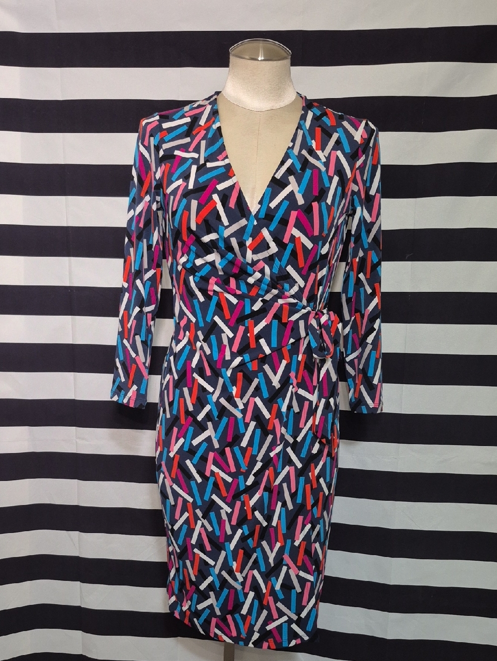 Ann Klein Multicolor Faux Wrap Dress -